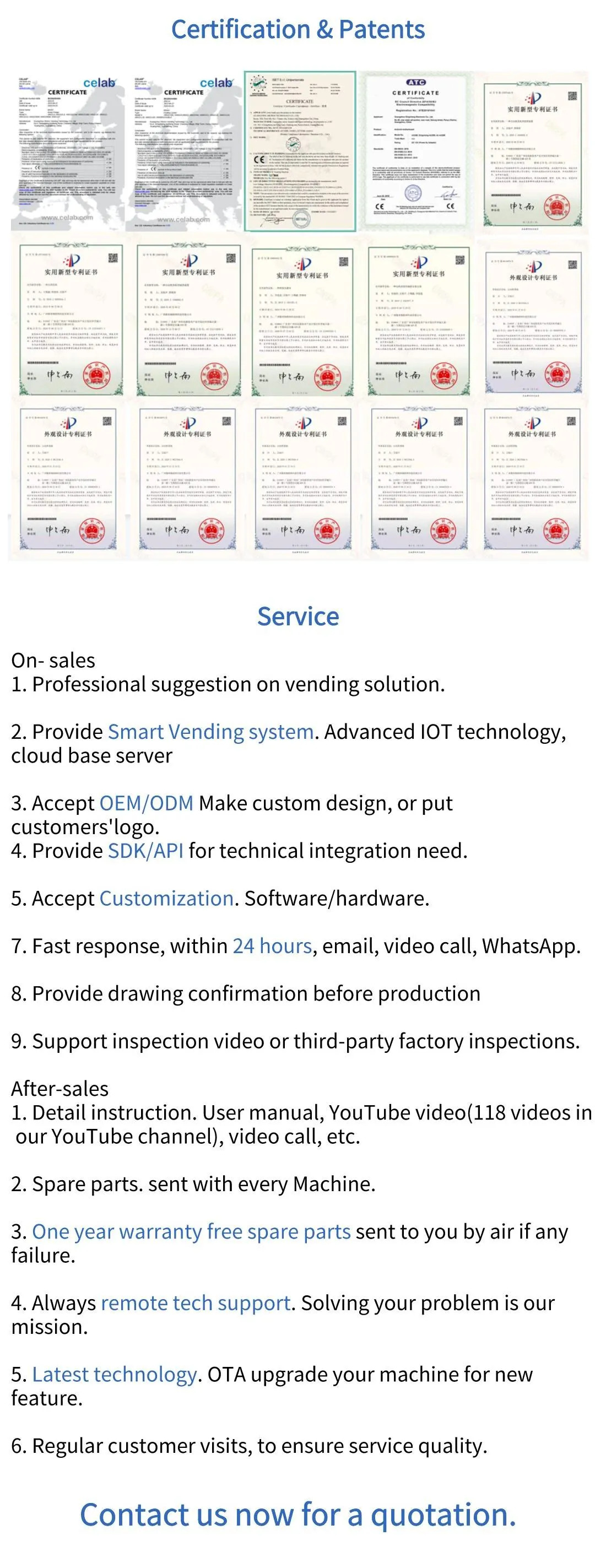 Guangzhou Micron Vending Technology., Ltd certifications and patents