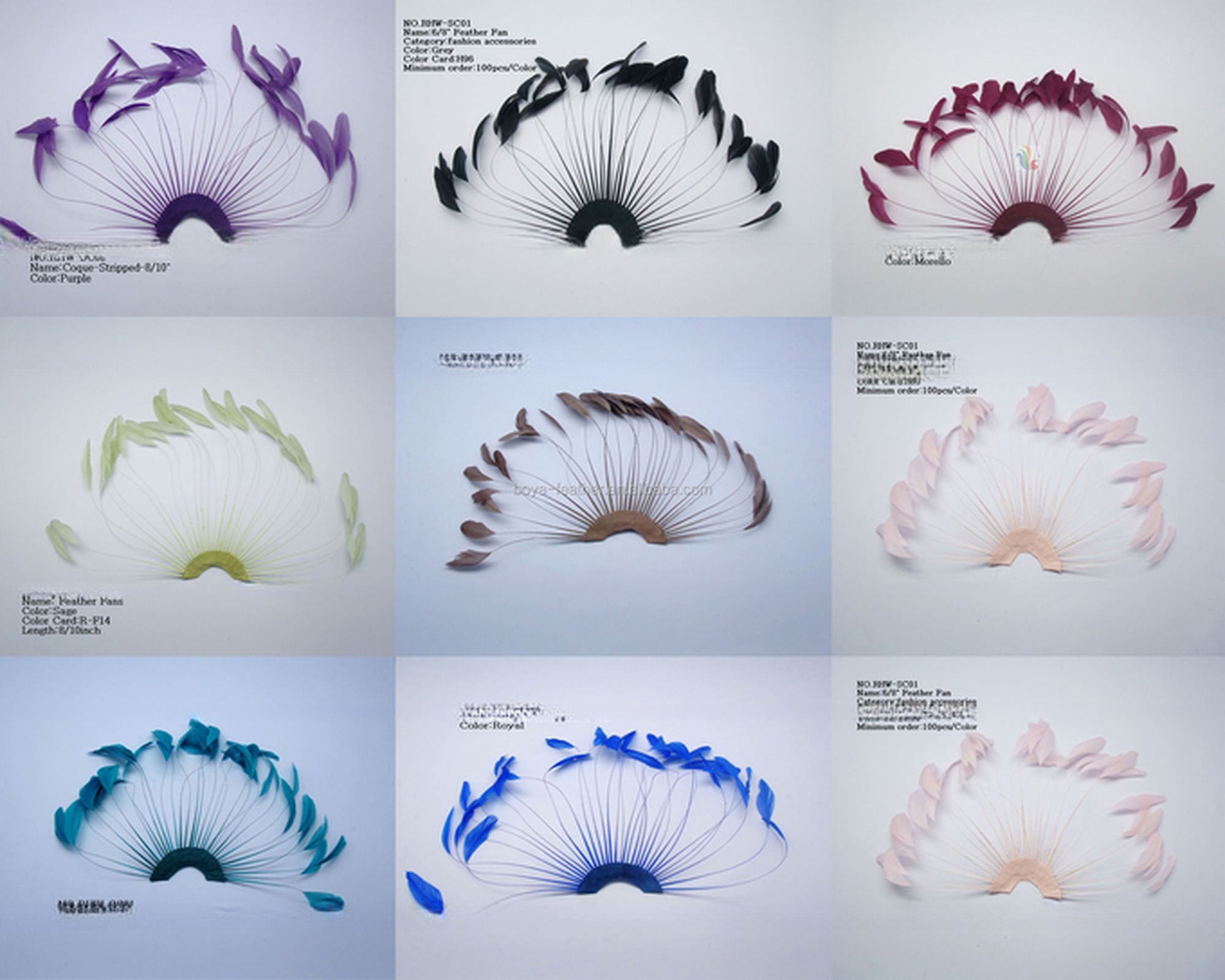 15x30cm Stripped Coque Feather Blower , Hand Held Feather Fans For Wedding