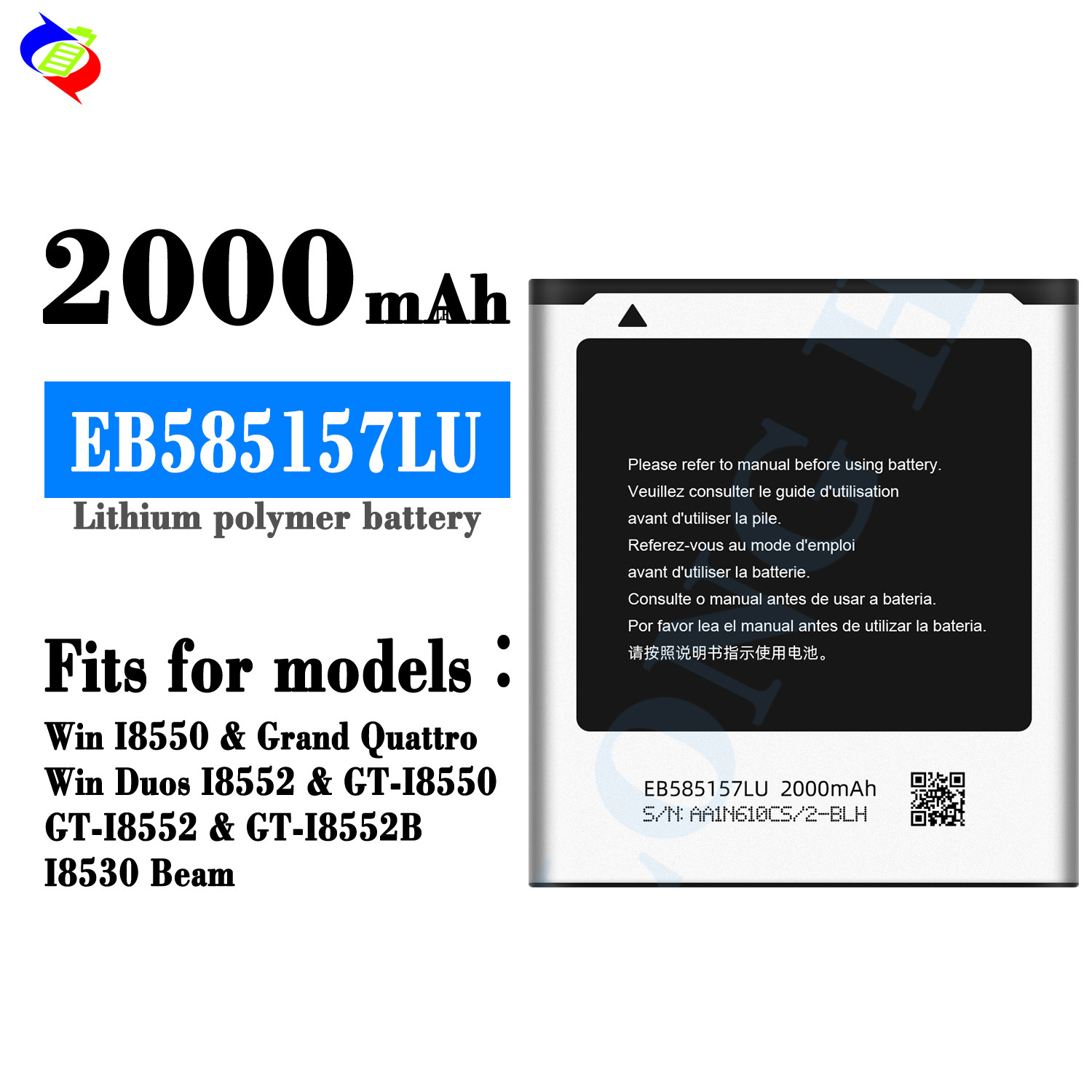 Bulk Wholesale Capacity Mobile Phone Battery EB585157LU for Samsung Galaxy Core 2 I8550 I8552 Replacement Battery