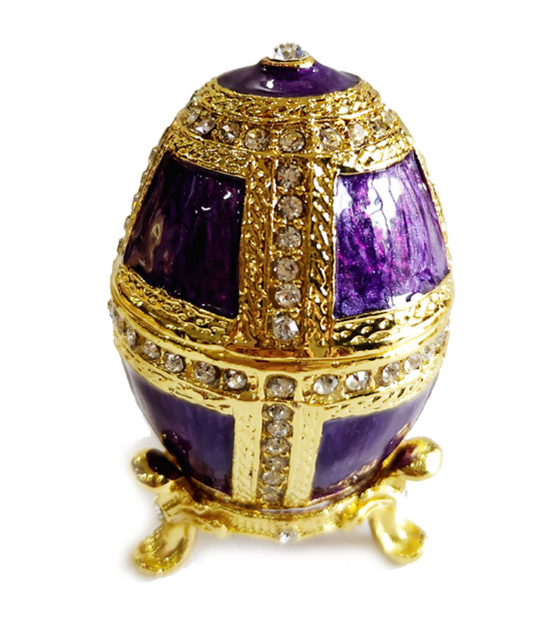 Hollow Faberge Egg Jewelry Easter Egg Trinket Box Crafts Russian Easter Metal Rhinestones Faberge Egg Jewelry Box