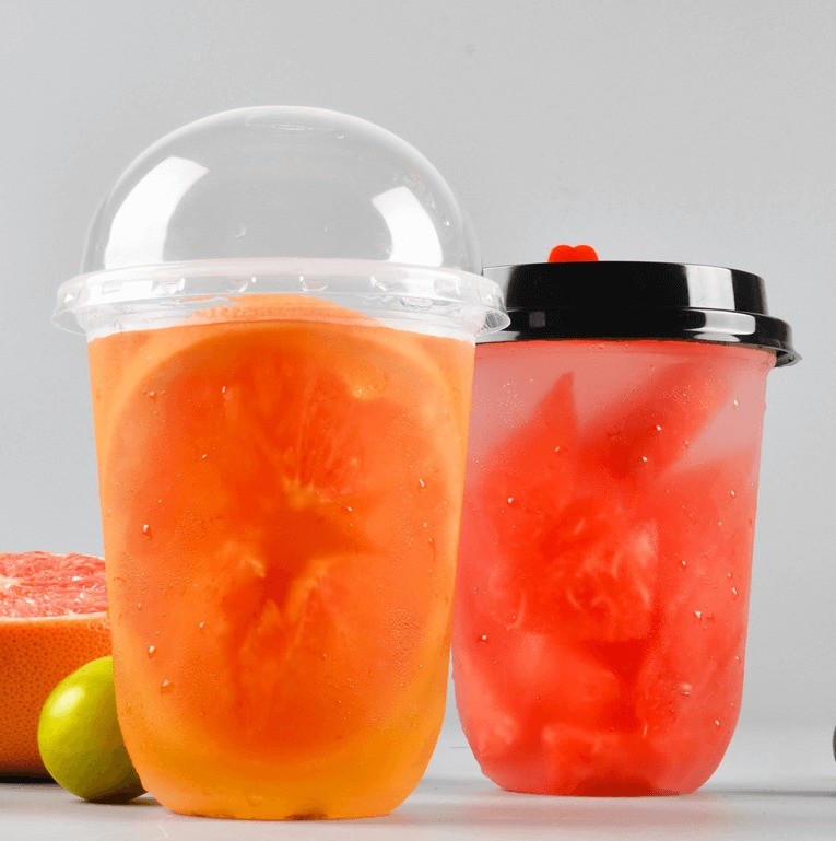 Clear Transparent Custom Disposable Cups Plastic Coffee Cups With Dome Lid