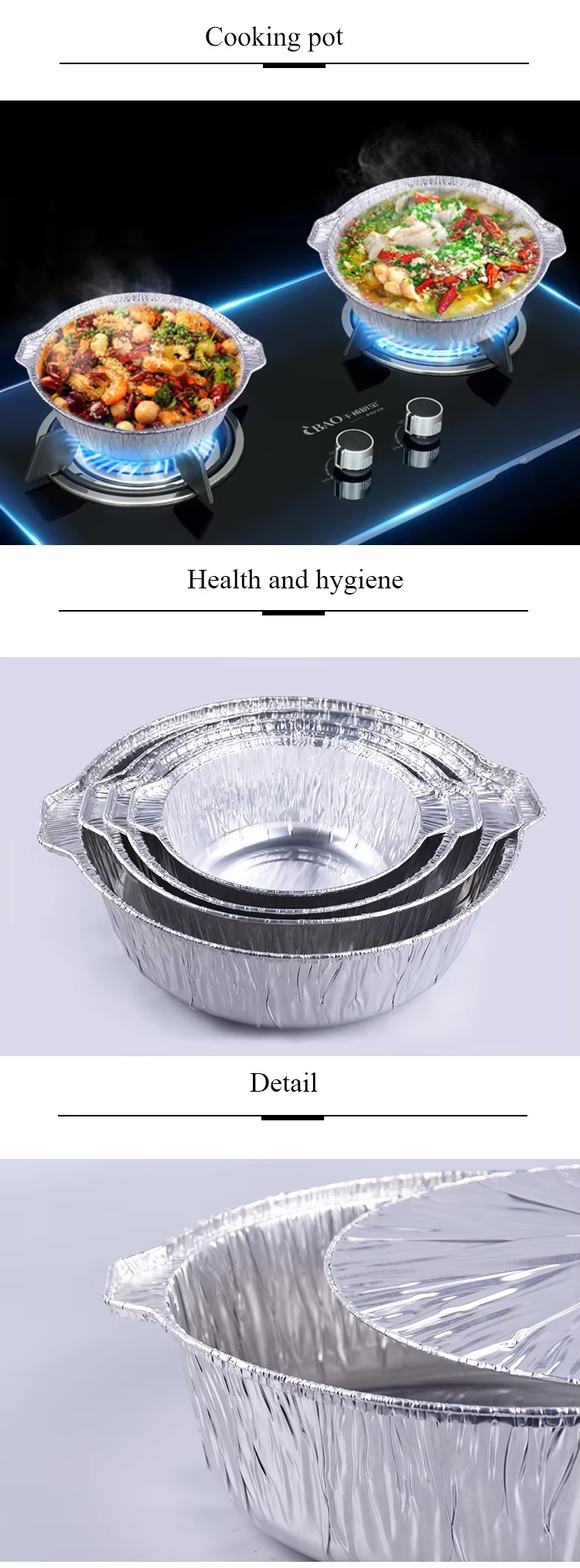 Picnic Aluminum Foil Pots Takeout Disposable Tin Foil Pan with Lids