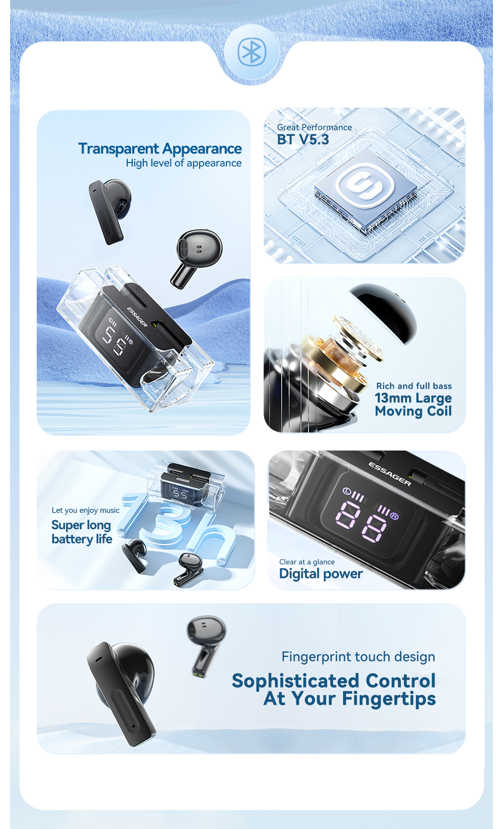 E90 TWS Bluetooth Headset Wireless BT Headphone Earphone For Android Ap Playback Devices