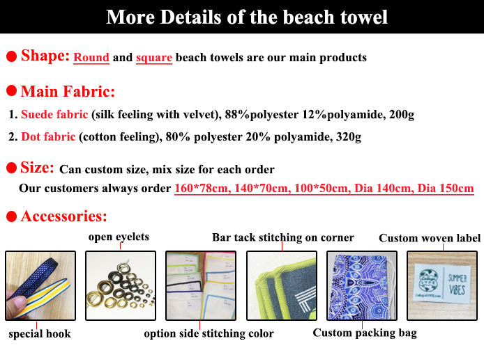 Mandala Printed Linen Beach Towel Circle Round Shaped With Tassels Fringe