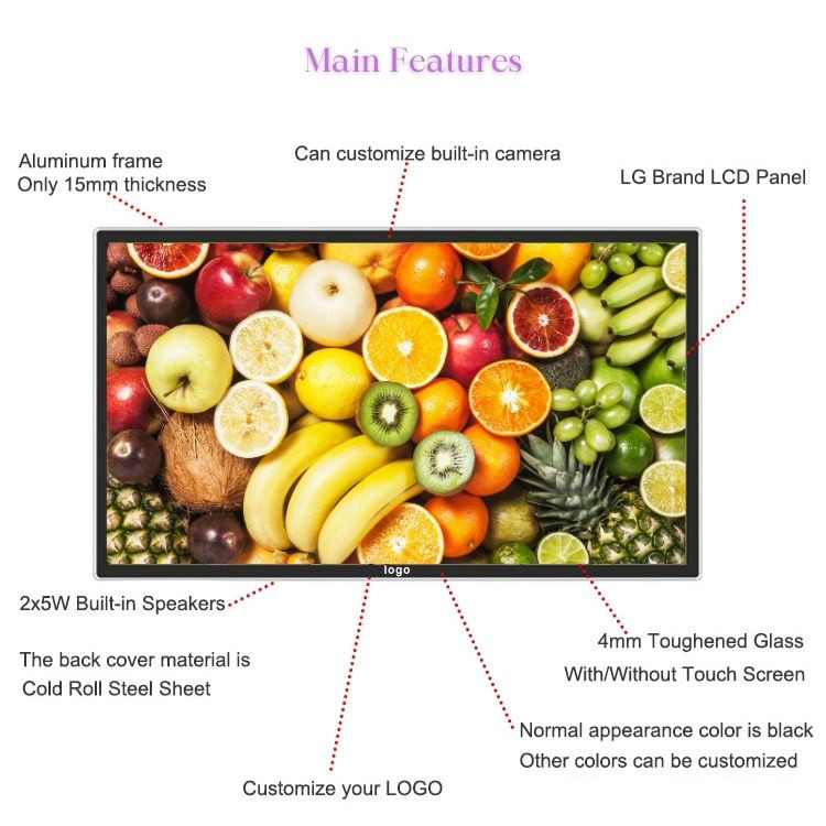 Android Wall Mounted Digital Signage WiFi+ Ethernet 1920 X 1080 Resolution