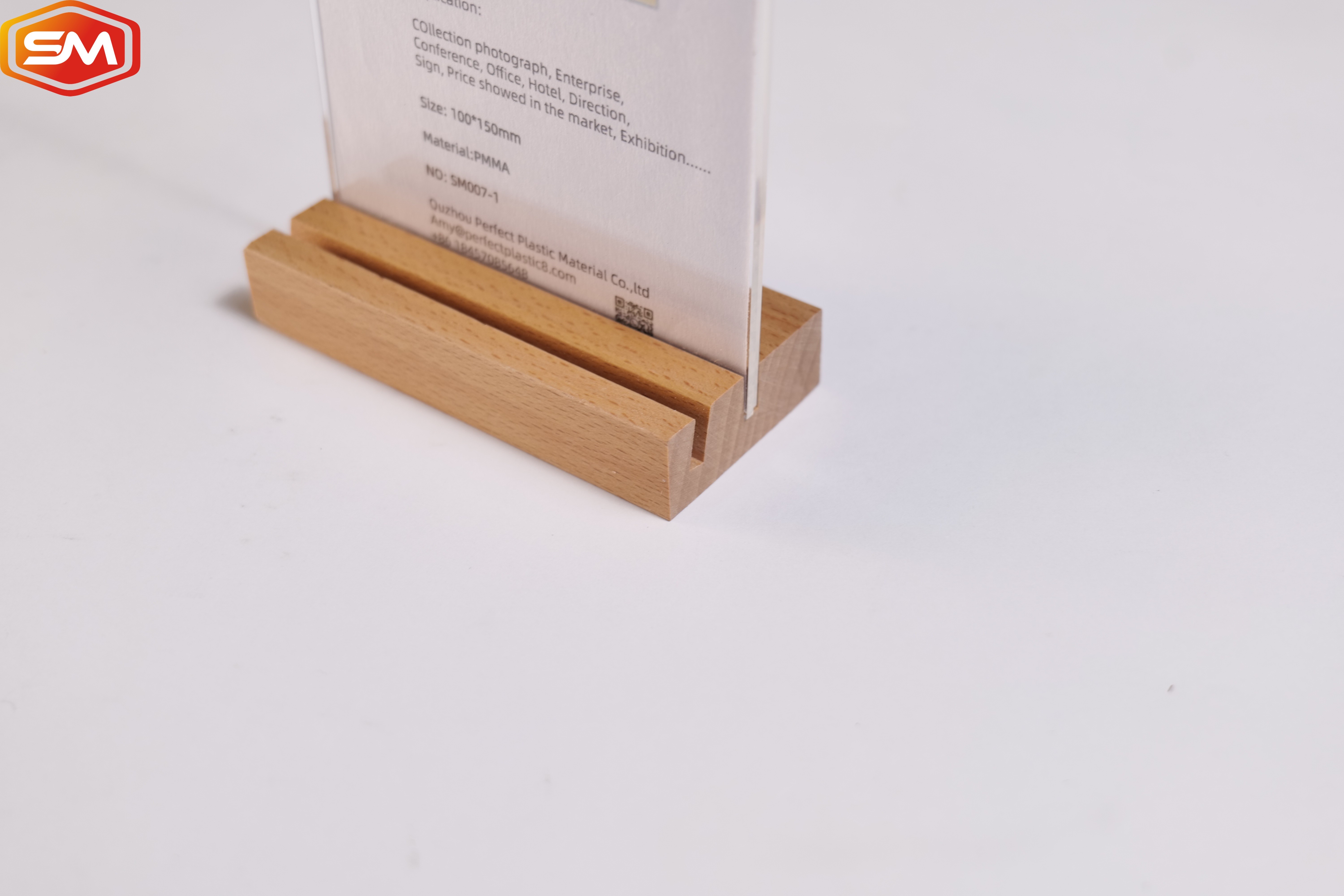 Acrylic Table Top Sign Holder Frame Menu Holder With Wooden Base