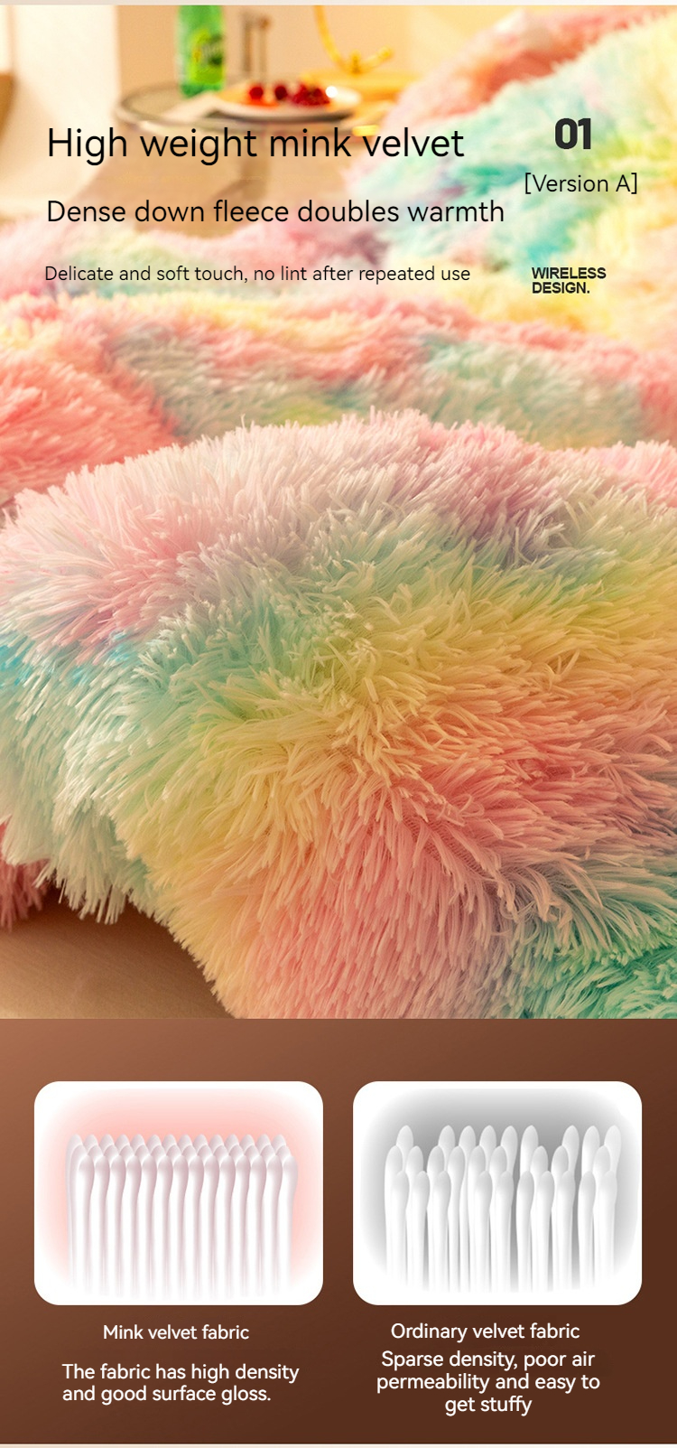 All-Season Thickened Winter Quilt with Long Hair Mink Velvet and 100% Polyester Warmth
