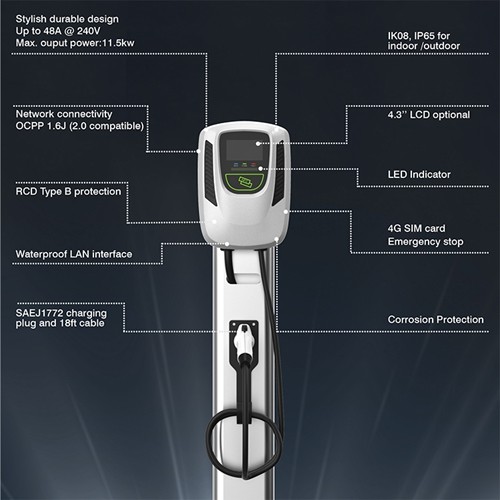 Level 2 9.6KW 40A 240VAC Home EV Charging Station