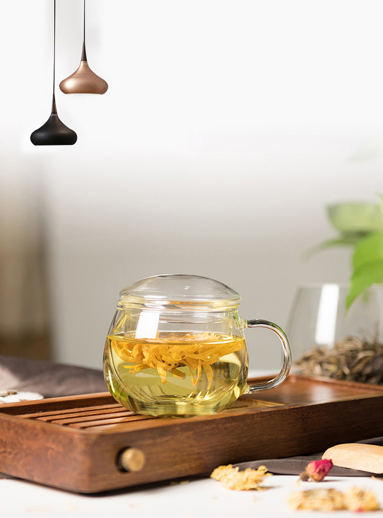 BPA Free Hand Blown Tea Steeper Mug , Thin Wall Glass Tea Infuser Travel Cup