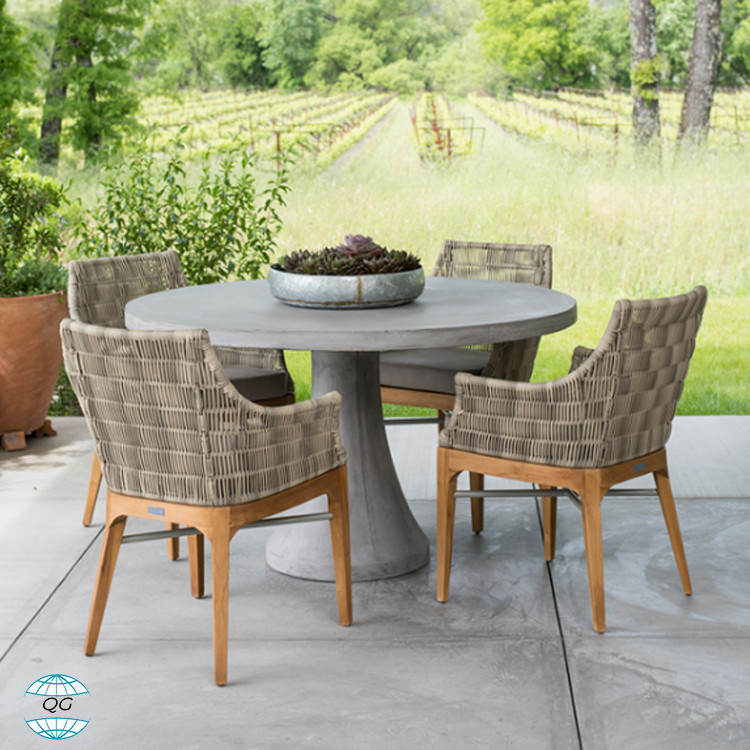 Customized Outdoor Concrete Furniture GRC Patio Garden Bench Table For Poolside