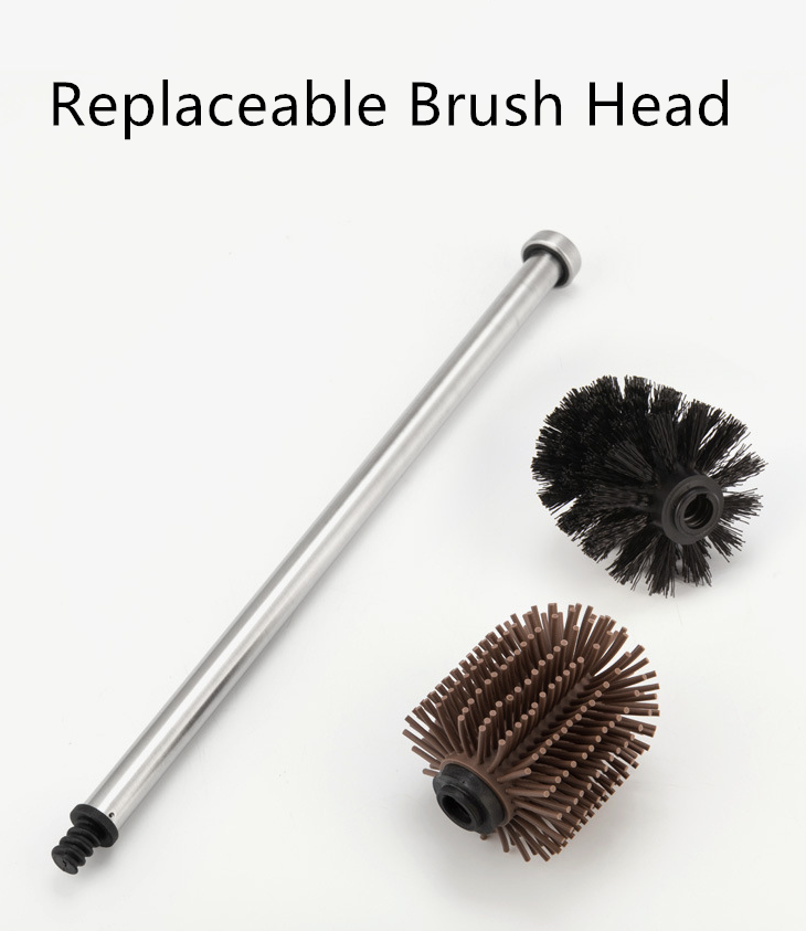 TPR Soft Rubber Soft Hair Toilet Brush antibacterial Stainless Steel Bathroom accessories silicone toilet brush