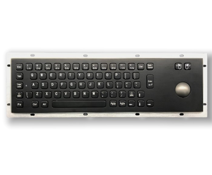 KIOSK IP65 / IK07 waterproof dustproof anti-vandalism Industrial Stainless Steel Keyboard SUS304 With 38mm Trackball Rear Panel Mounted -40℃