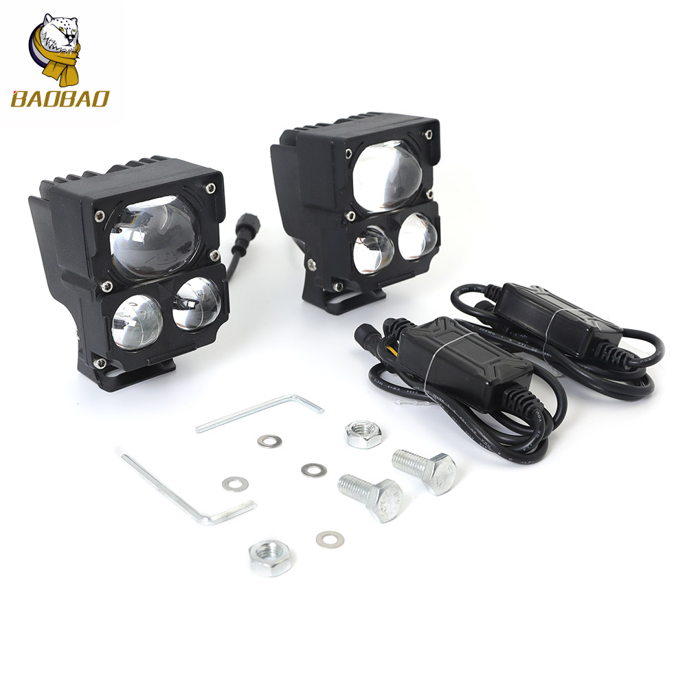 Aluminum 3 Beam White Yellow LED Spotlight Universal Motorcycle Parts