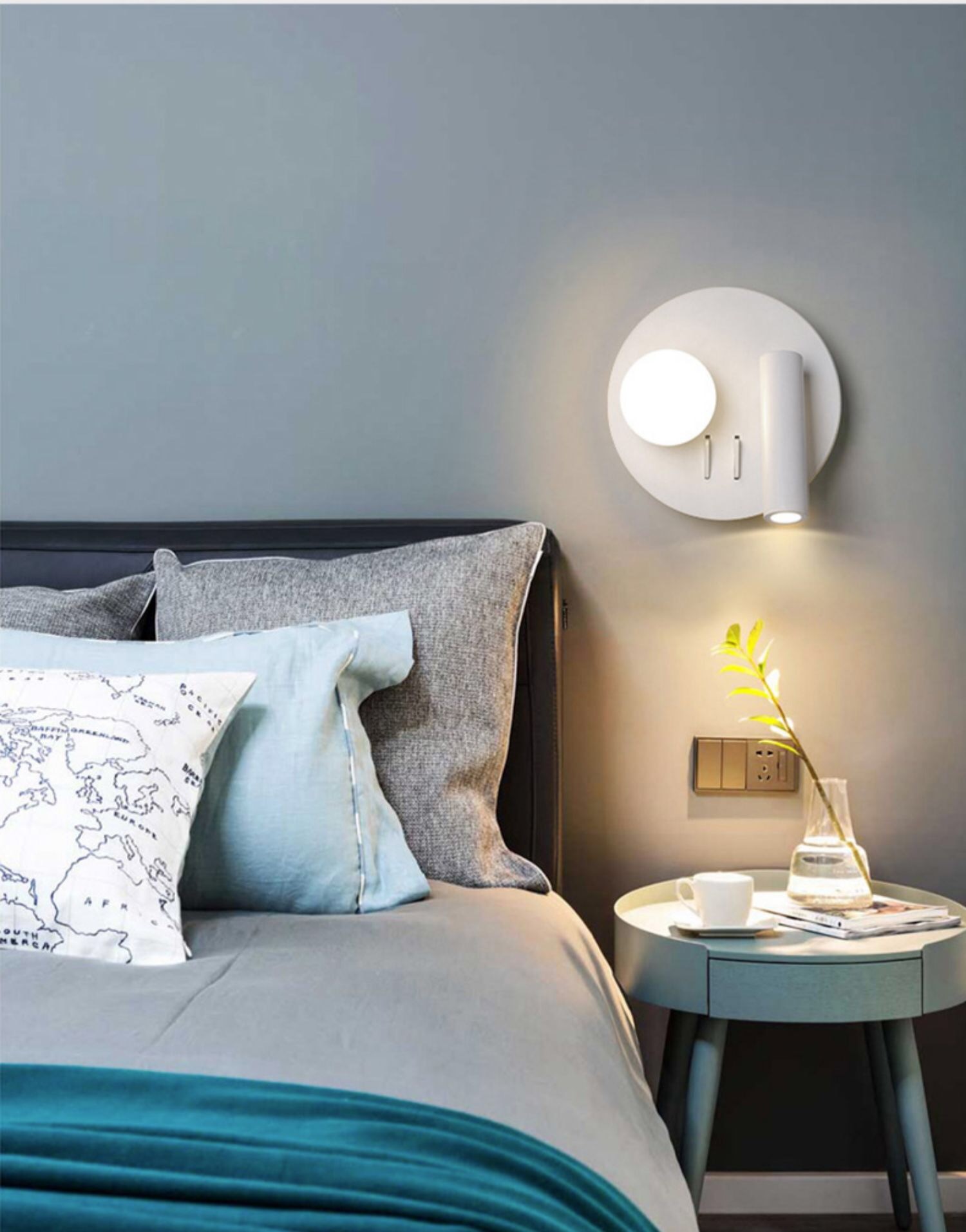 Bedside reading wall lamp acrylic ball Nordic bedroom bed board light living Bedhead wall light for hotel