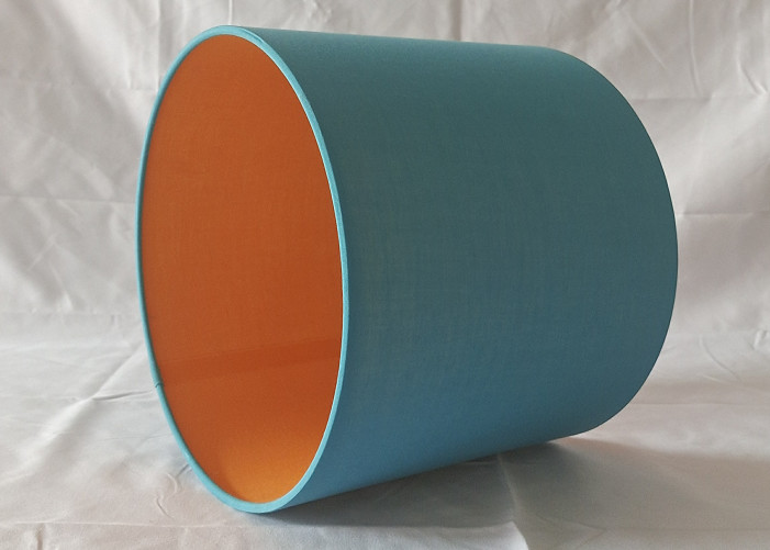 D240*H200MM Blue TC Small Drum Shade E14 E27 With Copper Fabric Inner