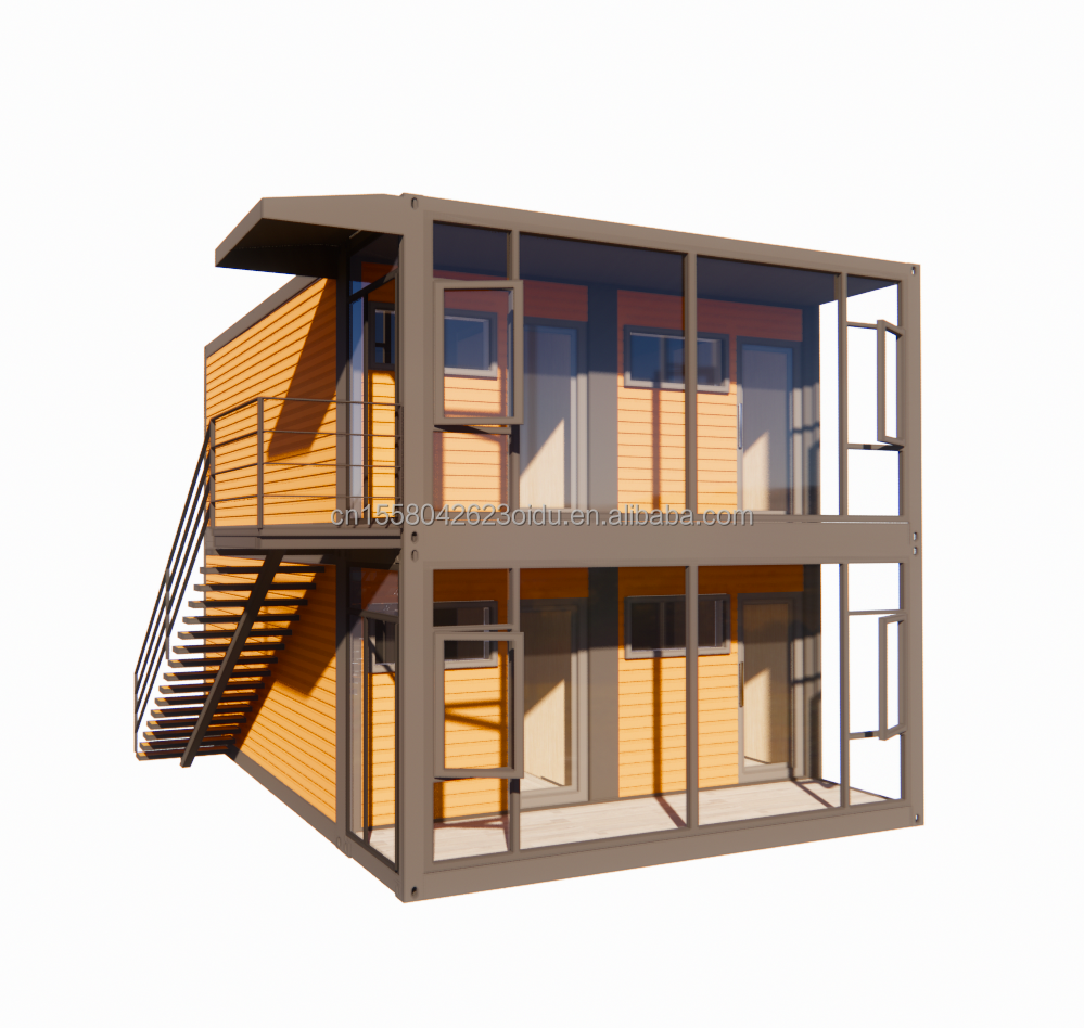 Modern Design 20ft or 40ft Double Storey Container House with Four Bedrooms for Prefabricated Villas or Combination Office