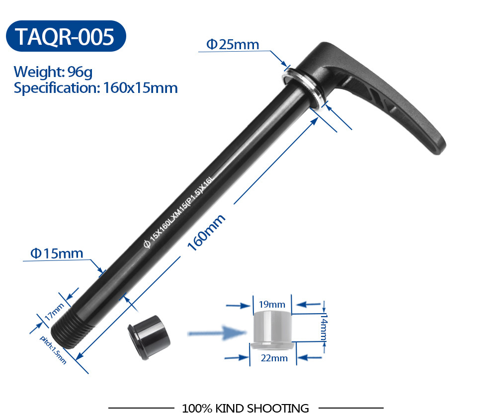 Alloy Thru Axle Road Bicycles Parts With Quick Release Lever Black Color