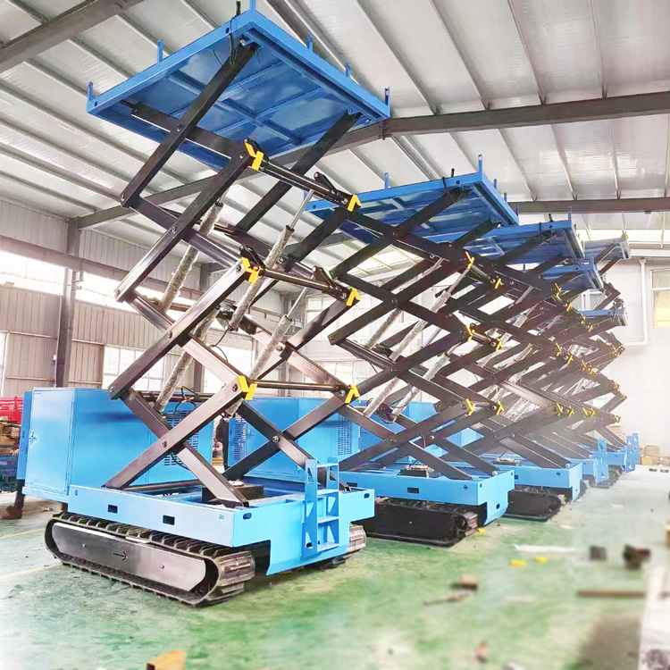 4m 10m 12m Mobile Hydraulic Table Lift Diesel Engine Drive Single Person Scissor Lift For Rough Terrain