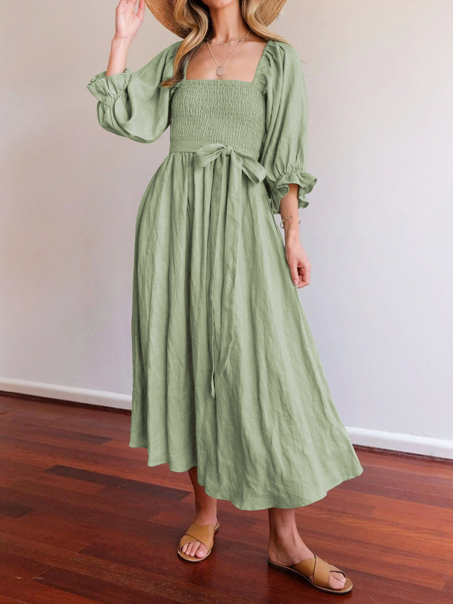Short Sleeve V-Neck Dresses For Ladies Casual Dresses Knee-Length