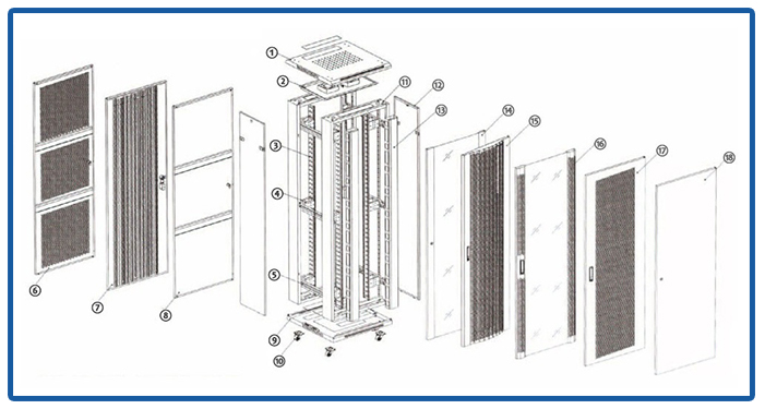 18U SPCC Server Rack Cabinet With Vented Door For Data Center