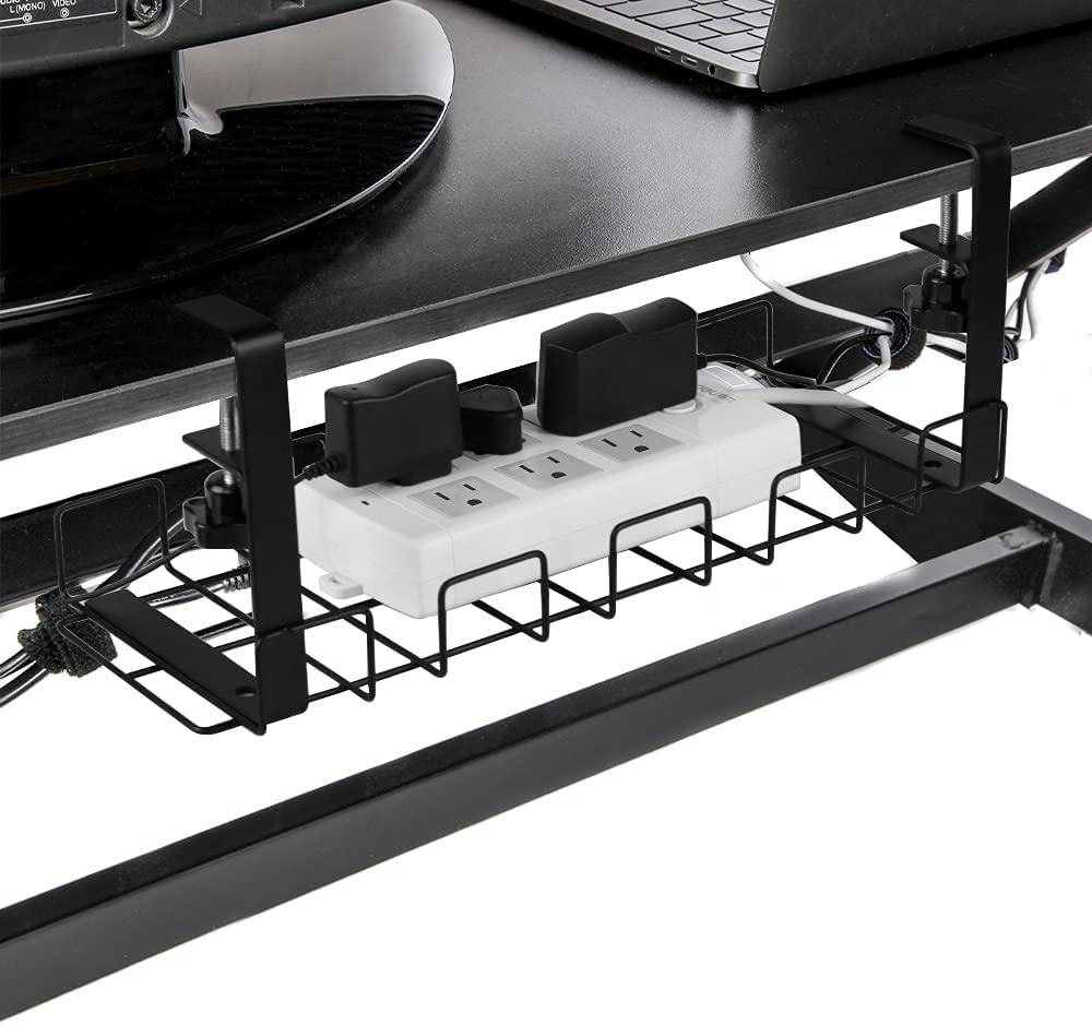 Tidy Standing Type White Cable Management Tray for Home Office No Drilling Required