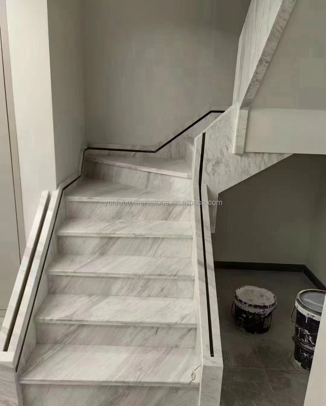 Modern LED Light Following Anti-Slip Indoor Staircase Crystal White Marble Design FOB