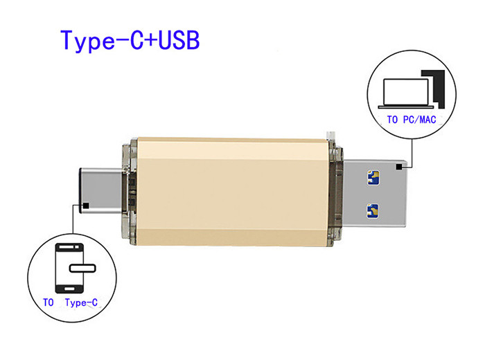 64g 3.0 Gold Swivel Usb Type C Thumb Drive Customized Logo For Huawei Phone