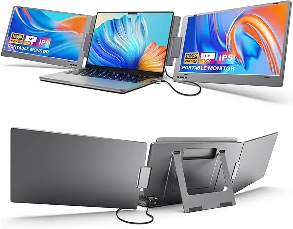 Ips HD 1080p Laptop Triple Screen Extender 14 Inch OEM