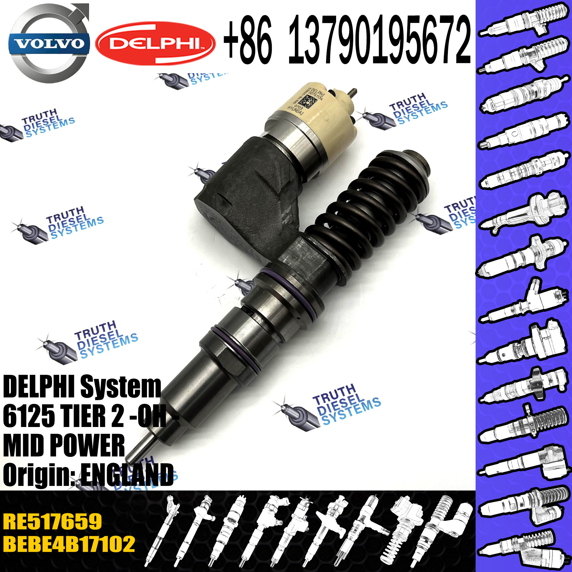 Diesel Fuel Injector 33800-84001 BEBE4B17001 BEBE4B17002 RE508490 BEBE4B17101 RE517660 BEBE4B17102 RE517659