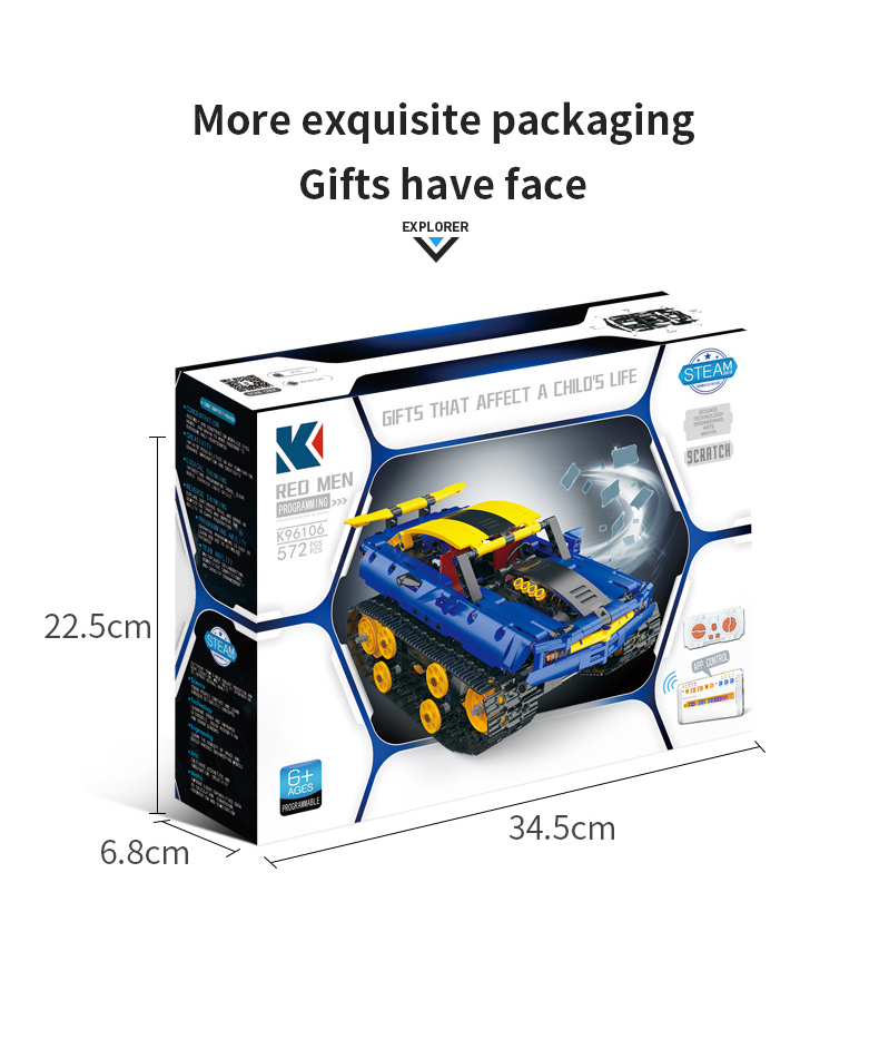 Unisex 2 in 1 Remote Control Racing Car DIY Building Kits for Kids Boys Girls 8-13 Years