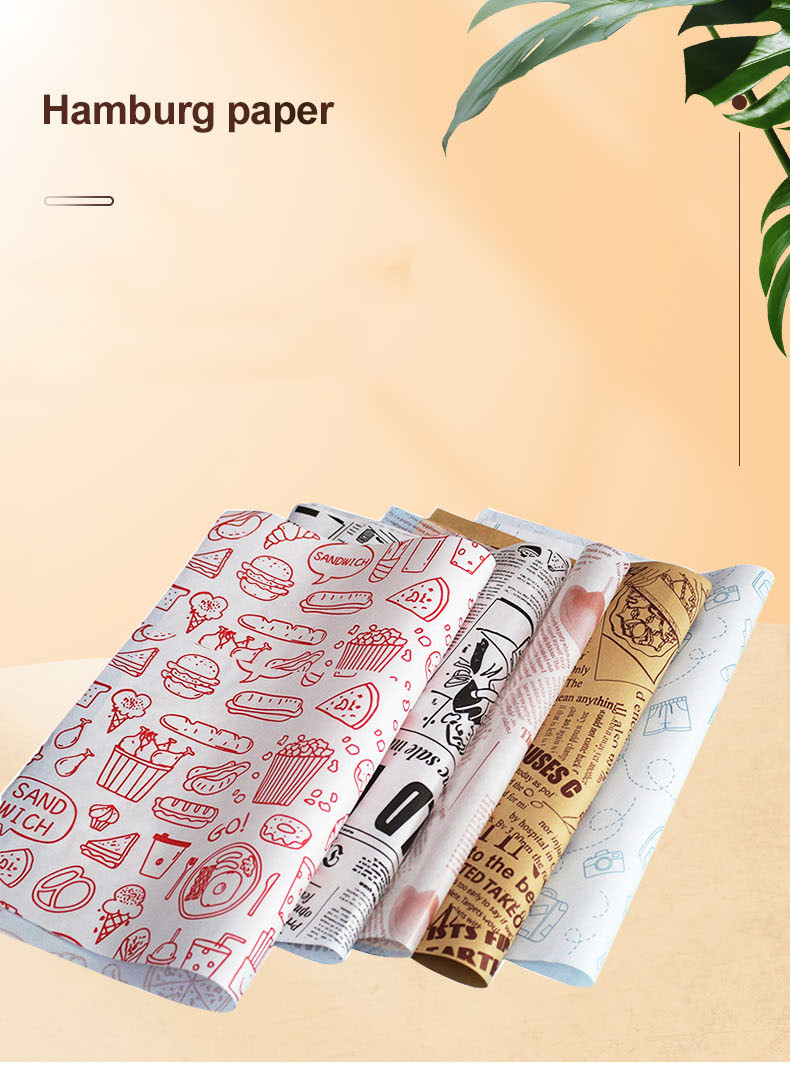 Custom Printed Hotdog Wrappers Greaseproof Wrap Kraft Paper Anti Fat Food Packaging