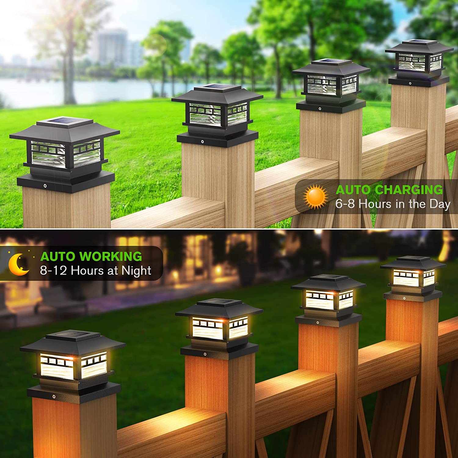 Decorative Classic Solar Post Cap Lights IP66 Water Resistant Solar Latern