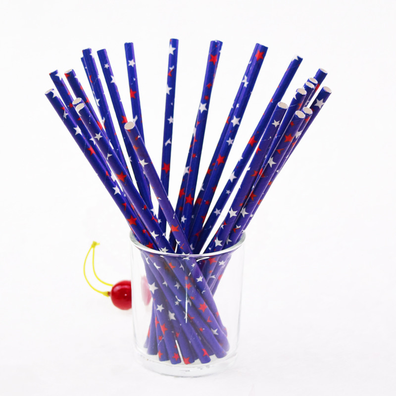 Drinking Suckers BPA Free Star Printed Floral Disposable Paper Straws
