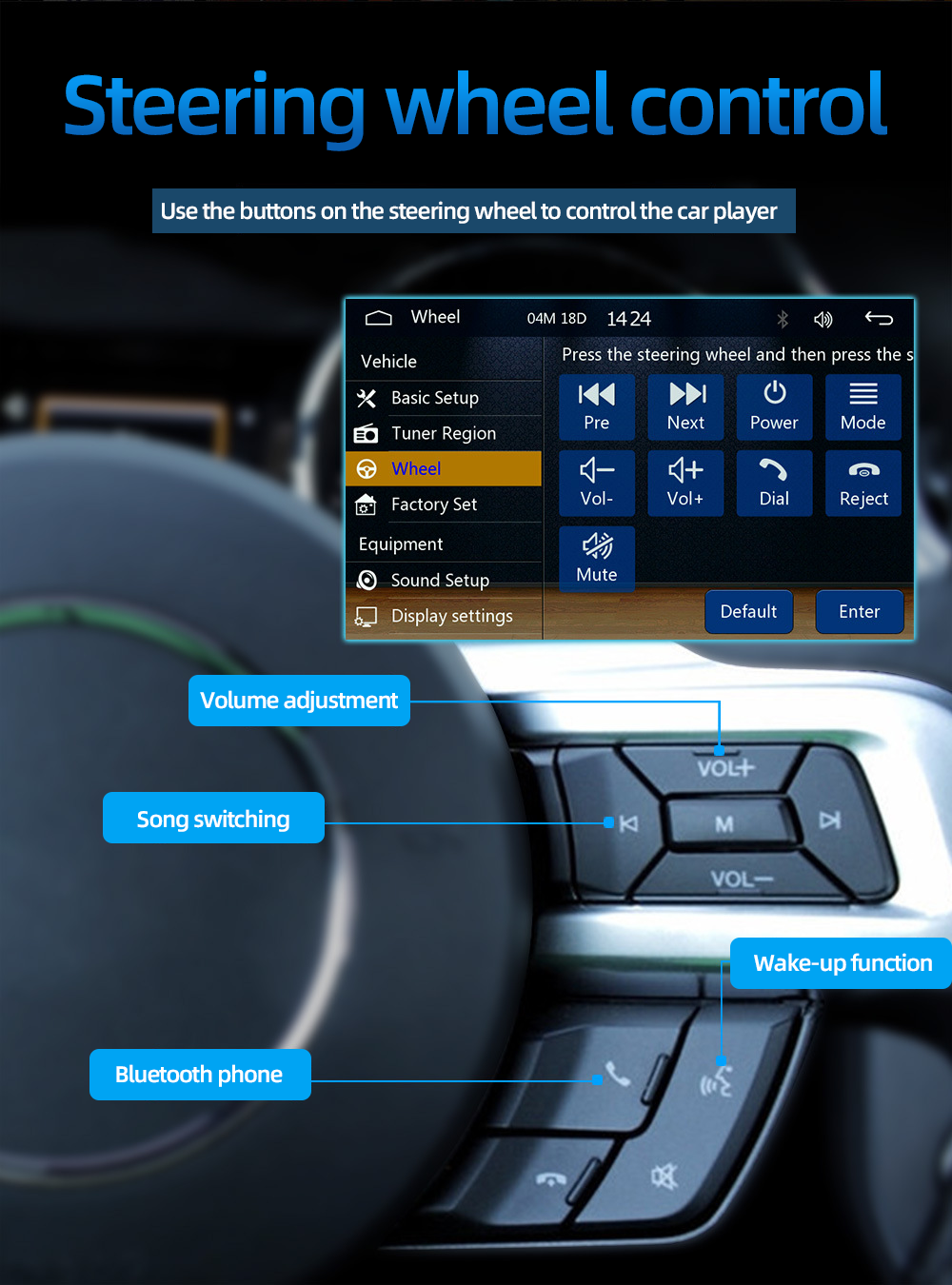Car Radio Wireless Carplay 1Din MP5 Player with FM/AM/RDS Multimedia and Bluetooth