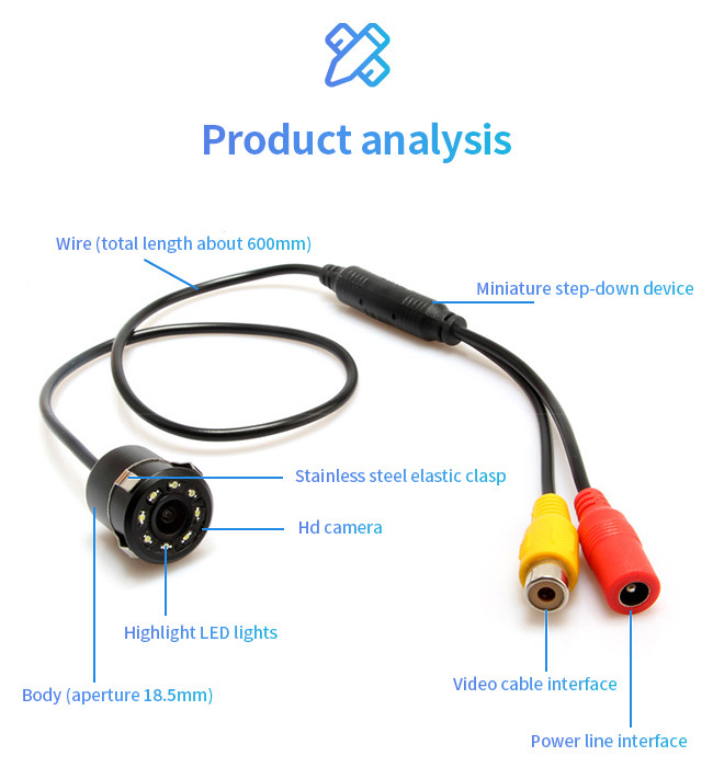 Bluetooth Reverse Parking Camera Universal 18.5 Perforated With LED Night Vision Ultra HD Night Vision