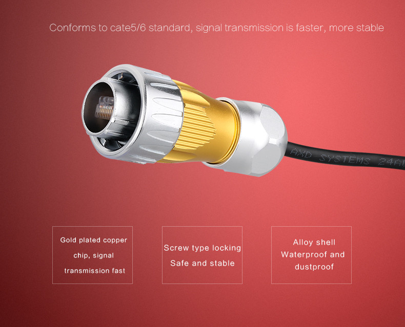 Metal Cover 8p8c Panel Mount Ethernet Modular Jack Metal Shielded Network CAT5 DH-24-RJ45 Connector