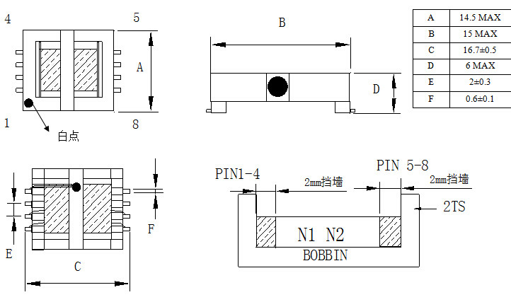 Small Size High Frequency Transformer EM 11 13 18 Series Bifilar Winding Triple Wire