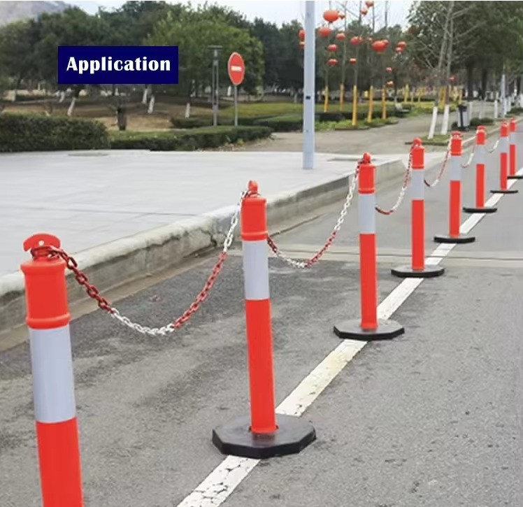 PE Traffic Warning Post with Rubber Base – Durable Plastic Road Safety Sign