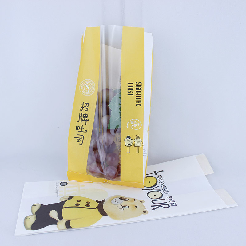 Eco Friendly Foil Lined Paper Bags Takeaway White Kraft Bakery Cookies Packing