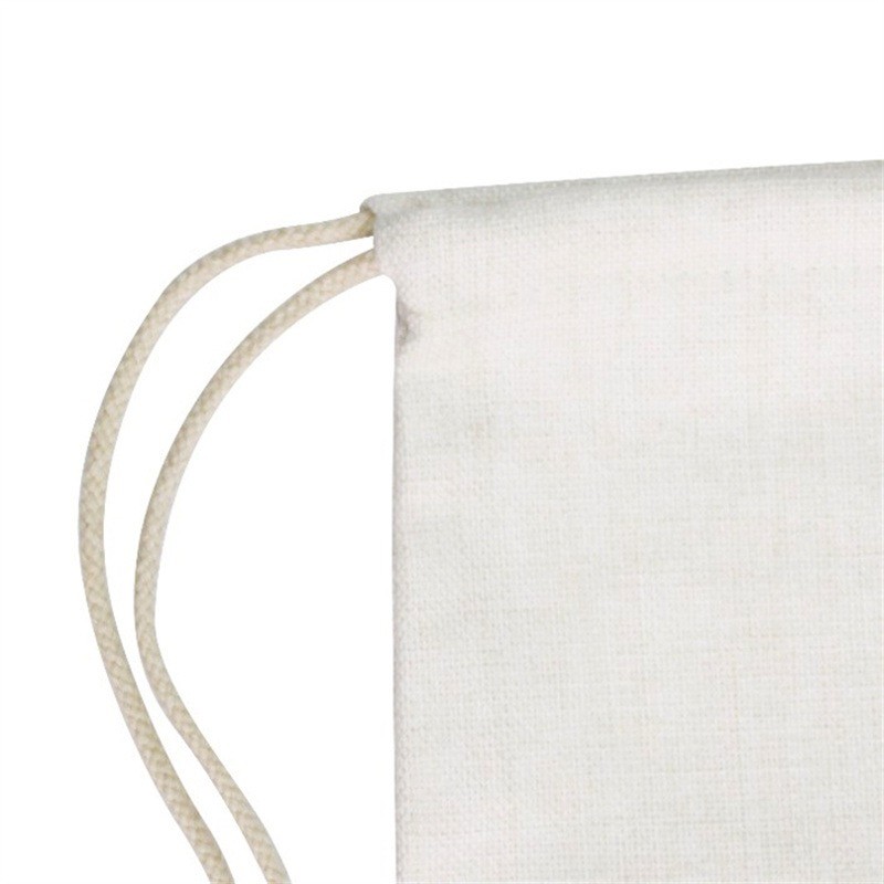 White Linen Sublimation Drawstring Backpack For Sublimation Photos Printing