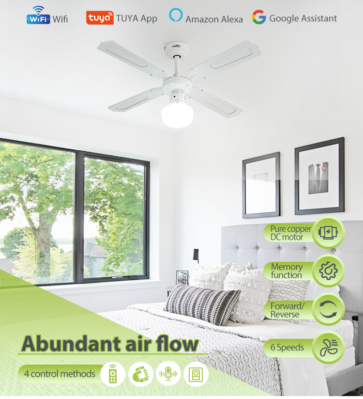 OEM Remote Control Ceiling Fan with 1stshine Classic White Finish and 4 MDF Blades
