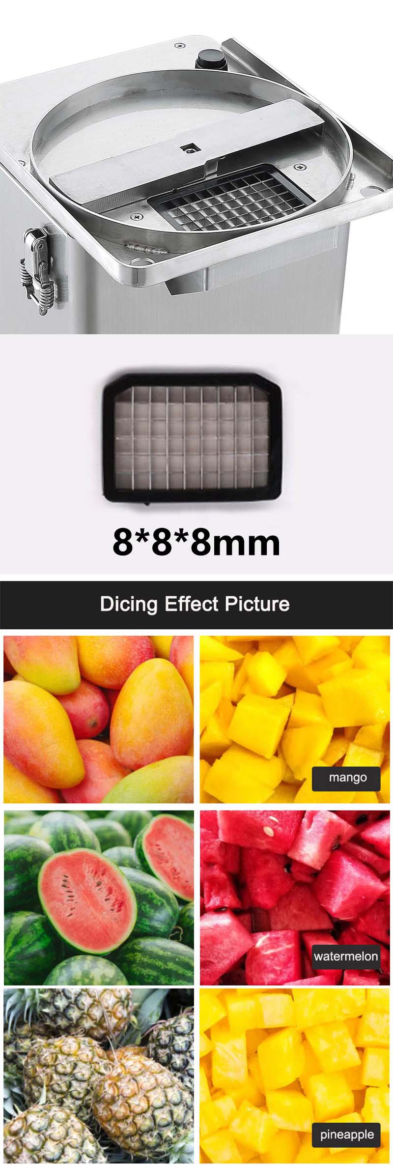 Commercial Electric Vegetable Cutter for Dicing Carrots Potatoes Cucumbers and Onions