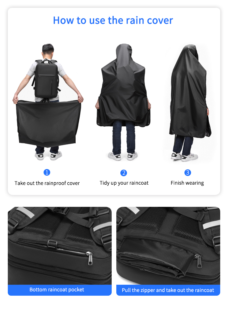 Factory wholesale New large capacity raincoat backpack business travel laptop backpack bag men