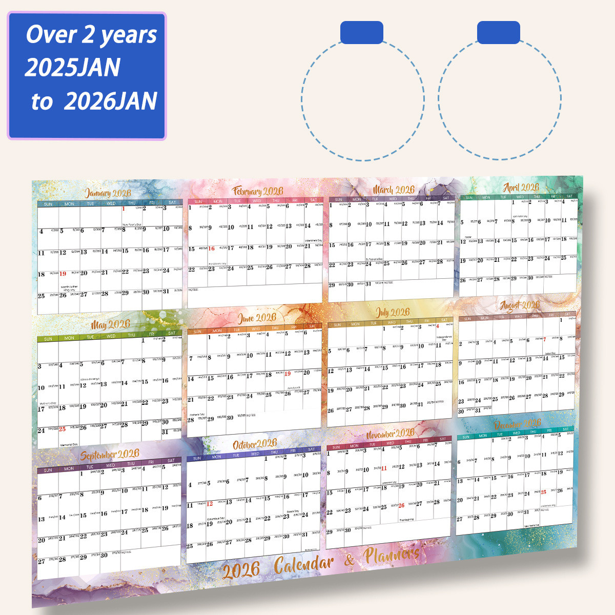 Retangle Business Branded Custom Desk Calendars for Major US Holidays Organization and Scheduling