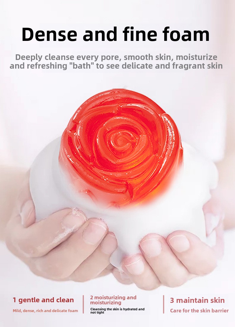 Handmade Rose Essential Oil Soap Long-Lasting Fragrance Moisturizing Effect For Face Bath Solid Bar Soap