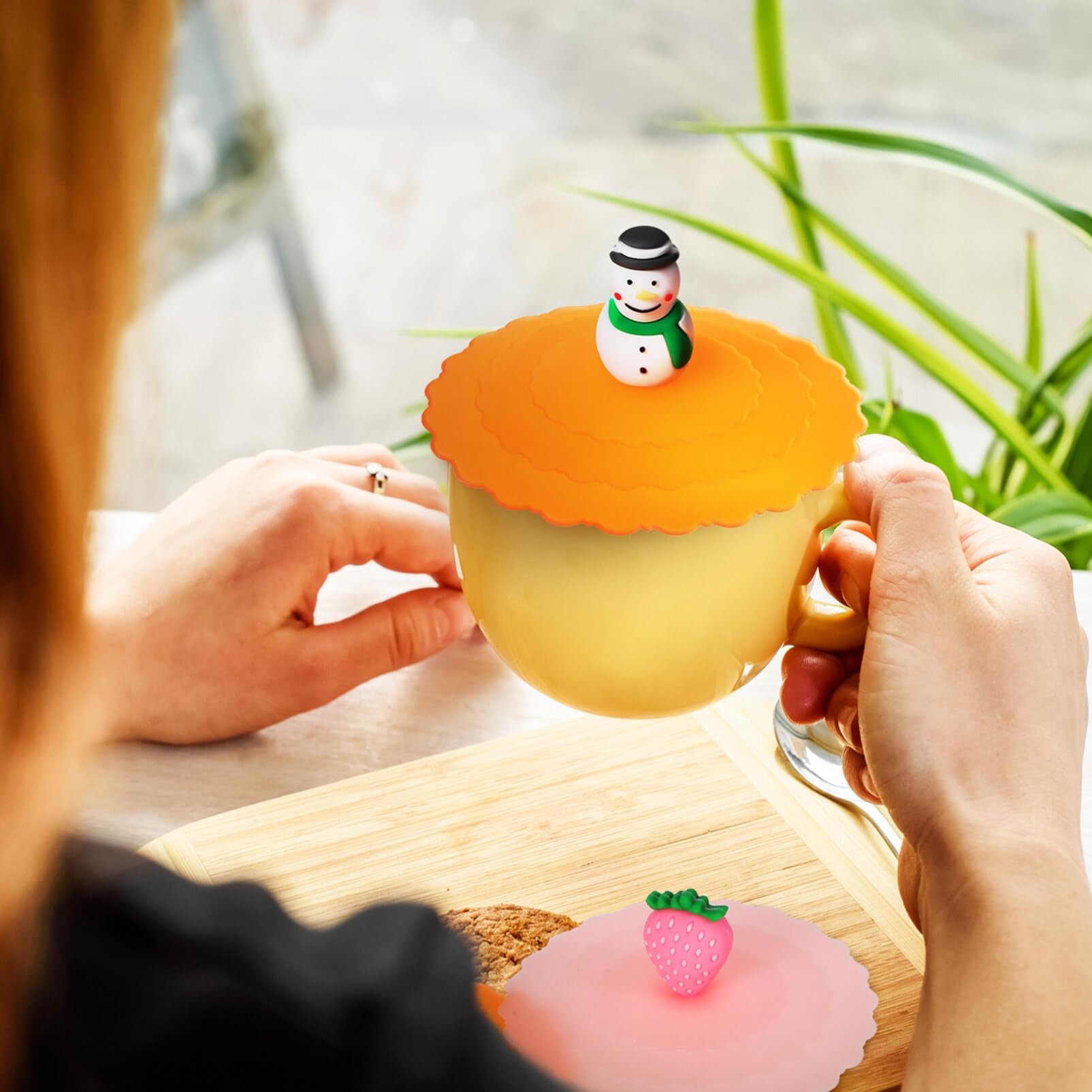 Silicone Mug Lid Cover, Colorful Anti-Dust Silicone Mug Cover Cute Reusable Silicone Lids For Cups Mug Beer Glass Indoor