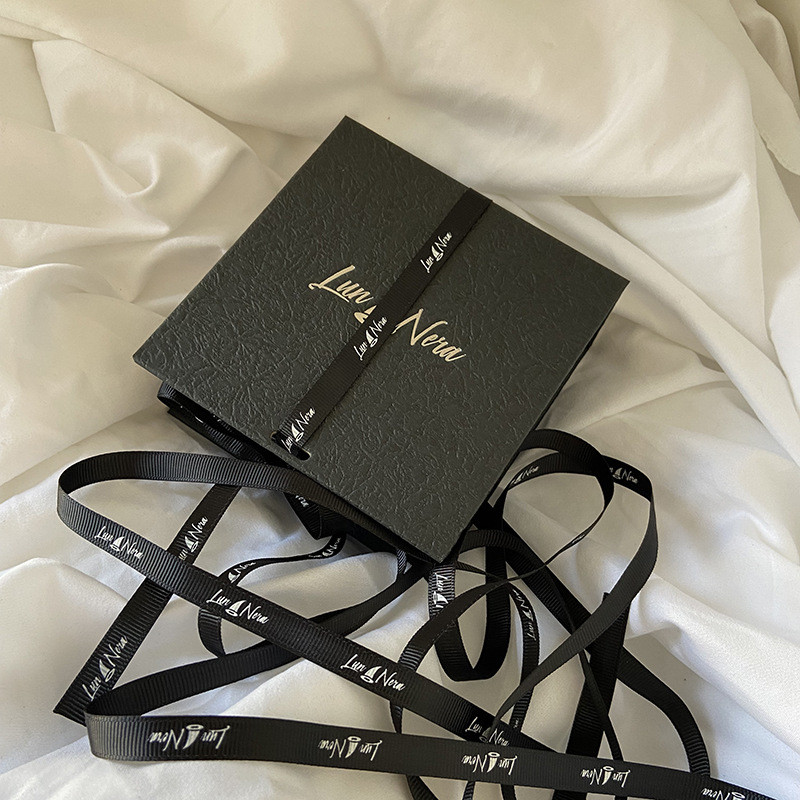 Golden Black Holiday Packaging Box With Ribbon