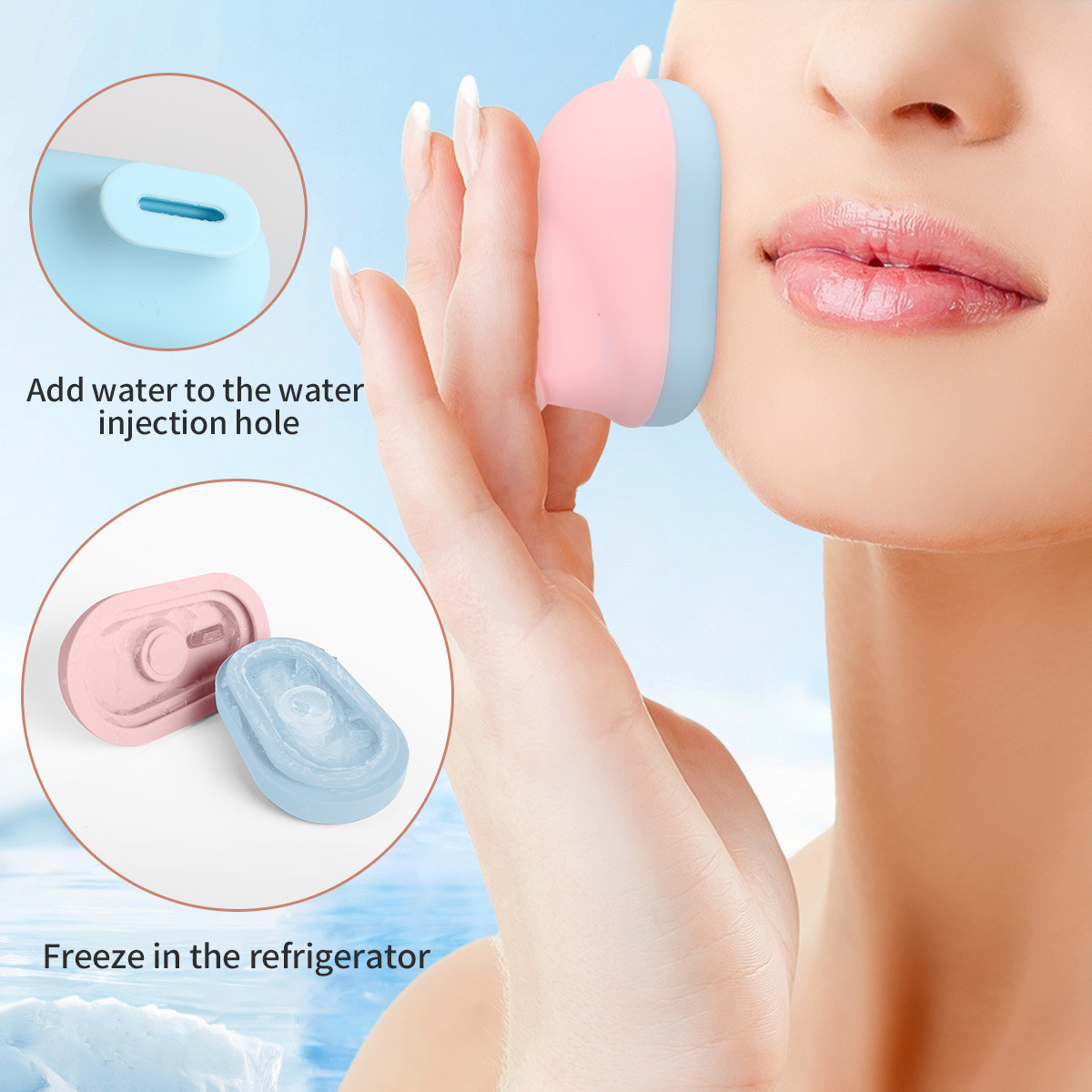 Silicone Ice Facial Cleaning Brush Ice Roller For Face And Eye , Silicone Ice Cube Mold For Face Beauty