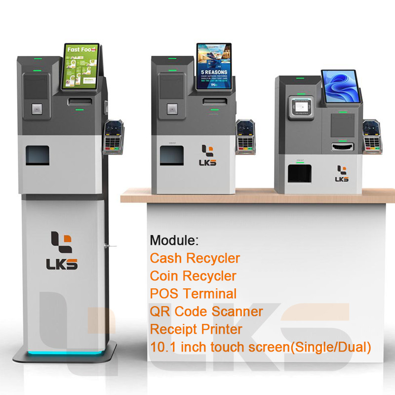 Automatic Cash Coin Credit Card POS Terminal Payment Handling Self Check Out Machine