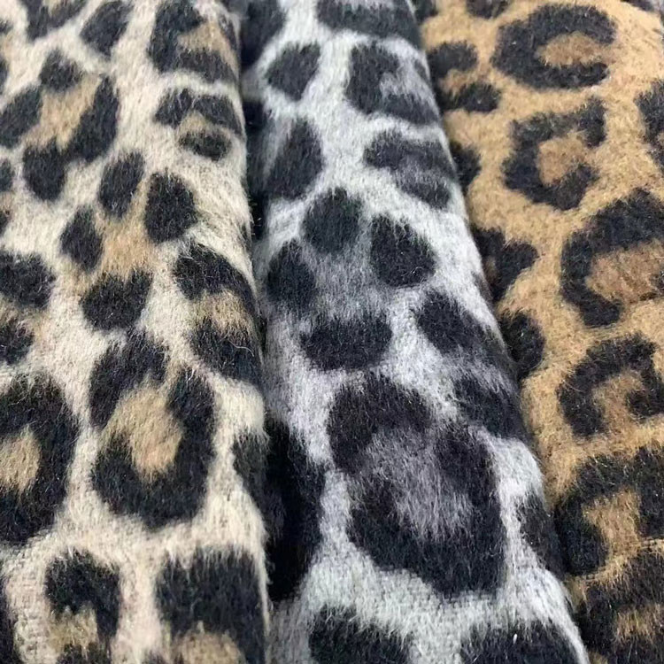 Red Green Zebra Leopard Tweed Wool Fabric Knitted 150CM Width